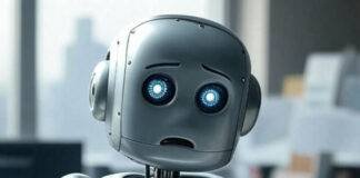 Is Google AI Free? My Take from Seattle Confused robot checks wallet in messy office