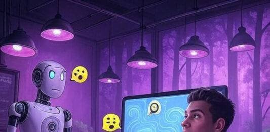 Will AI Tools Replace Humans? Human-Robot Cafe Collab, Neon Hopeful Vibe