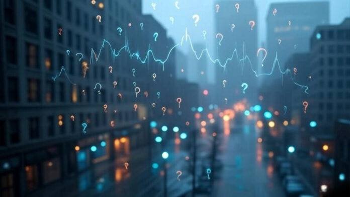 Rainy Chicago view, earbuds on sill, optimistic vibe