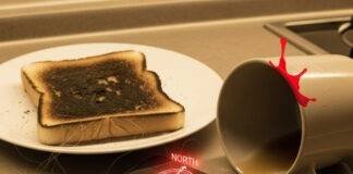 iPhone Battery Dead? How to Still Find It Kitchen chaos with dead iPhone and burnt toast