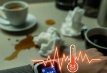 Wearable Thermometers Comparison Sick Day Vibe: Feverish Thermometer and Messy Kitchen Counter