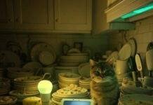 Which Smart Home System is Best in 2025? My Total Dumpster Fire of a Search Blurry kitchen counter with dishes, glowing tech, cat glaring
