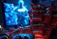 Top 10 Addictive Games Everyone’s Playing in 2025 – Are You Missing Out? Chaotic desk, glowing controller, Doritos, "STOP PLAYING" note