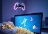 The Ultimate Guide to Free Online Games That Don’t Need Downloading Neon gaming desk, chips spill, controller floats