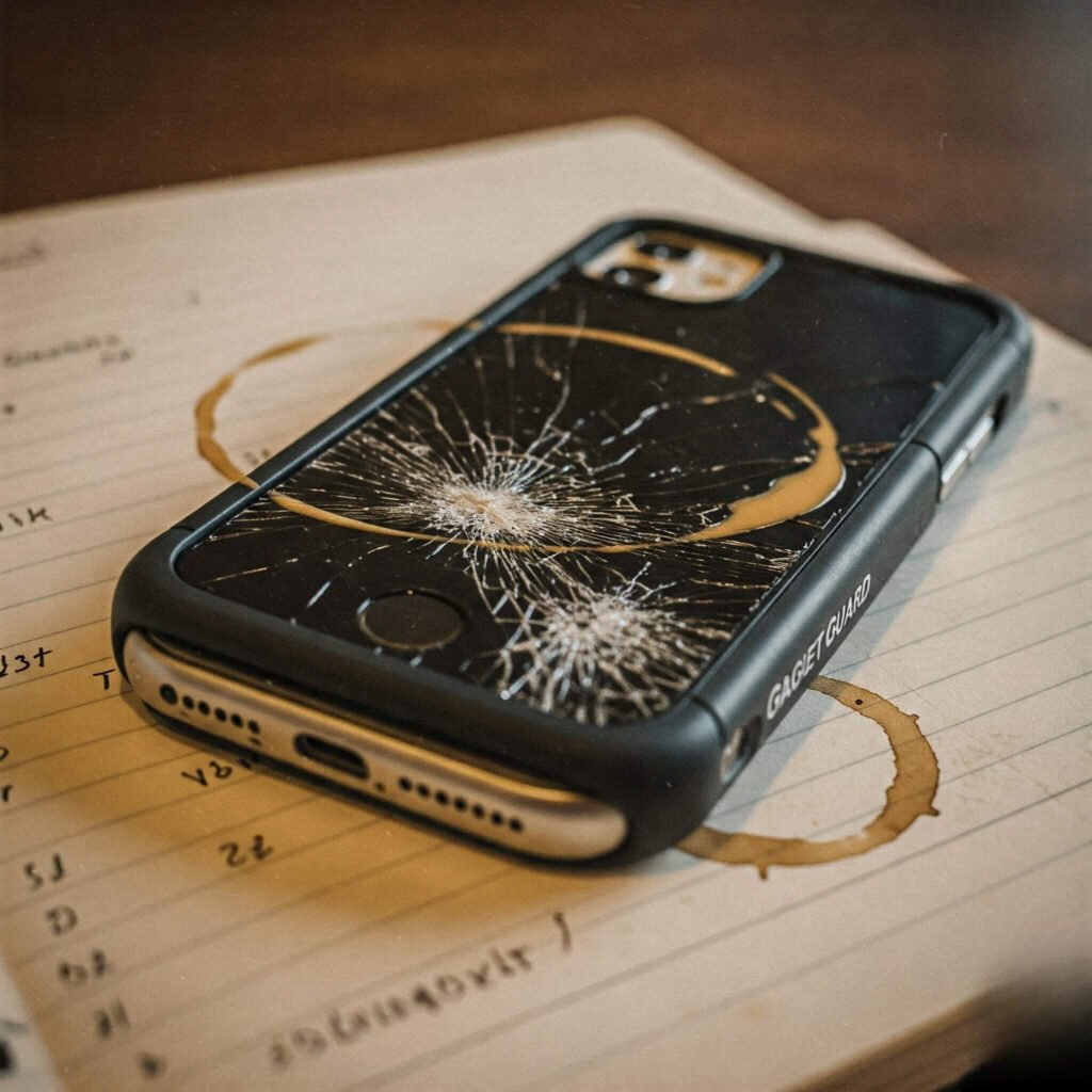 Cracked iPhone Coffee Mess