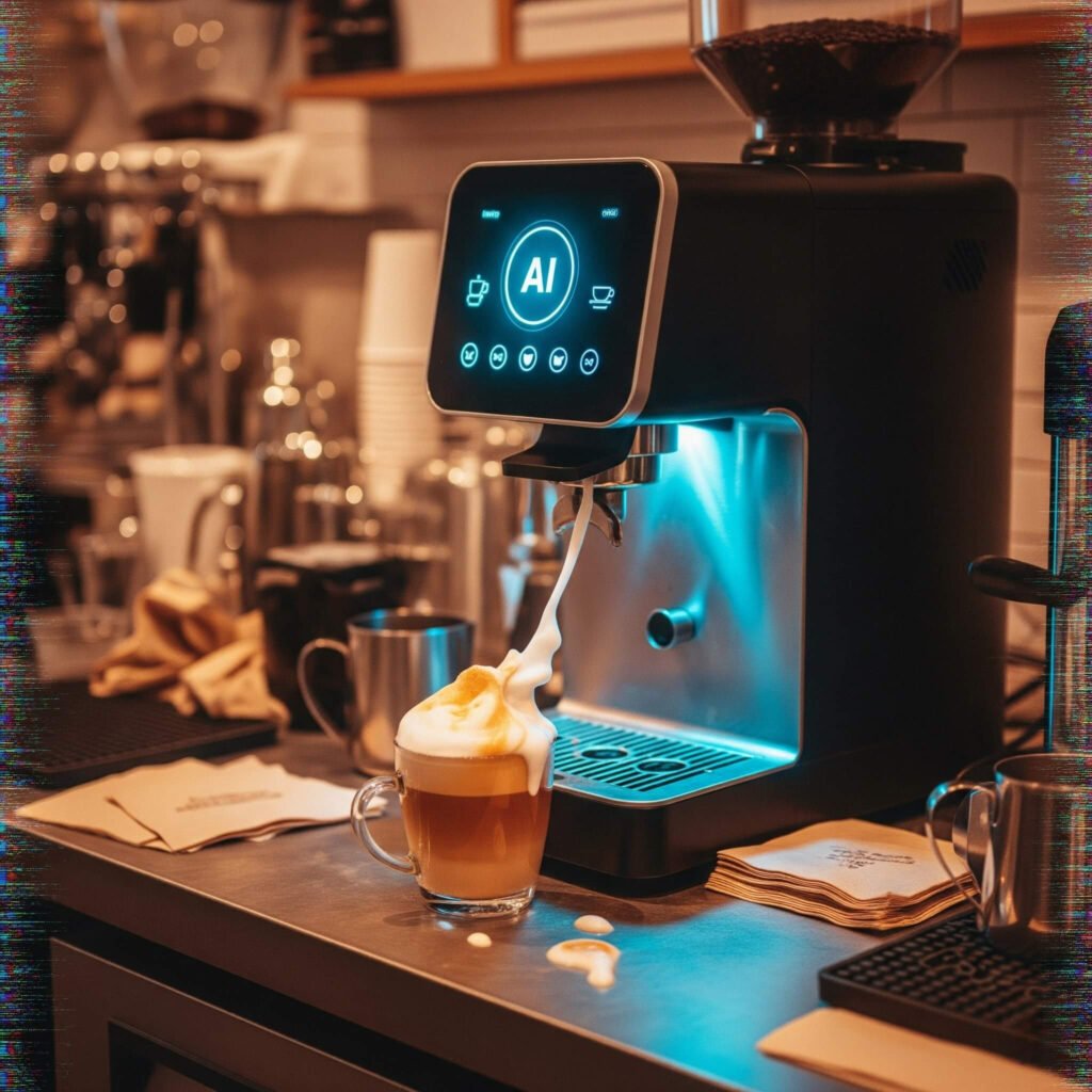 AI Barista & Spilled Latte - Coffee Shop Clutter