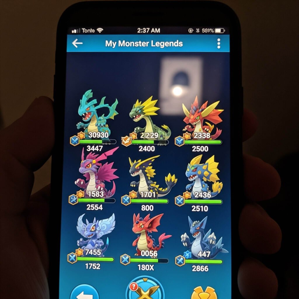 Monster Legends team screenshot, 2:37 AM