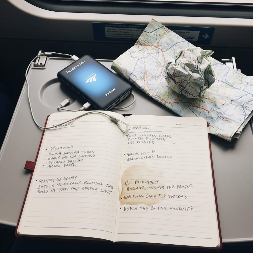 Sticky note, charger, lens, coffee.