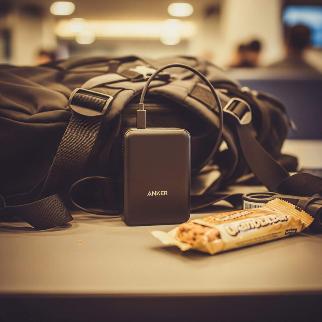 Anker charger tangled in backpack straps