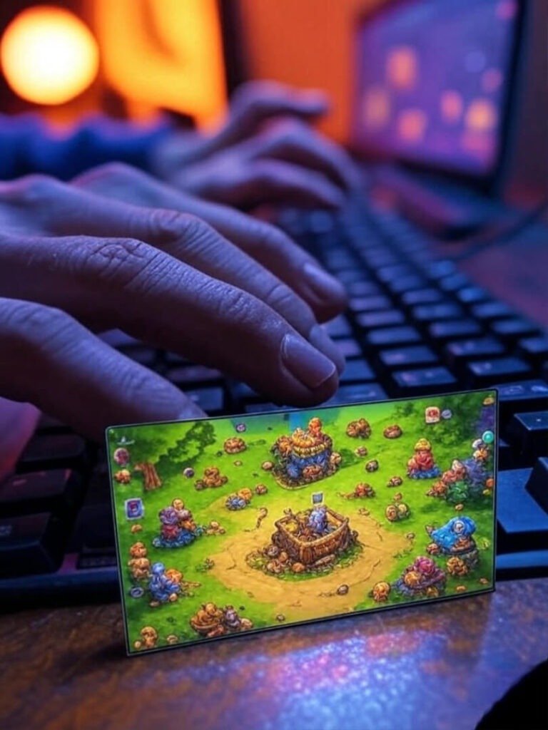 Frantic hands type, colorful match-3 game glows