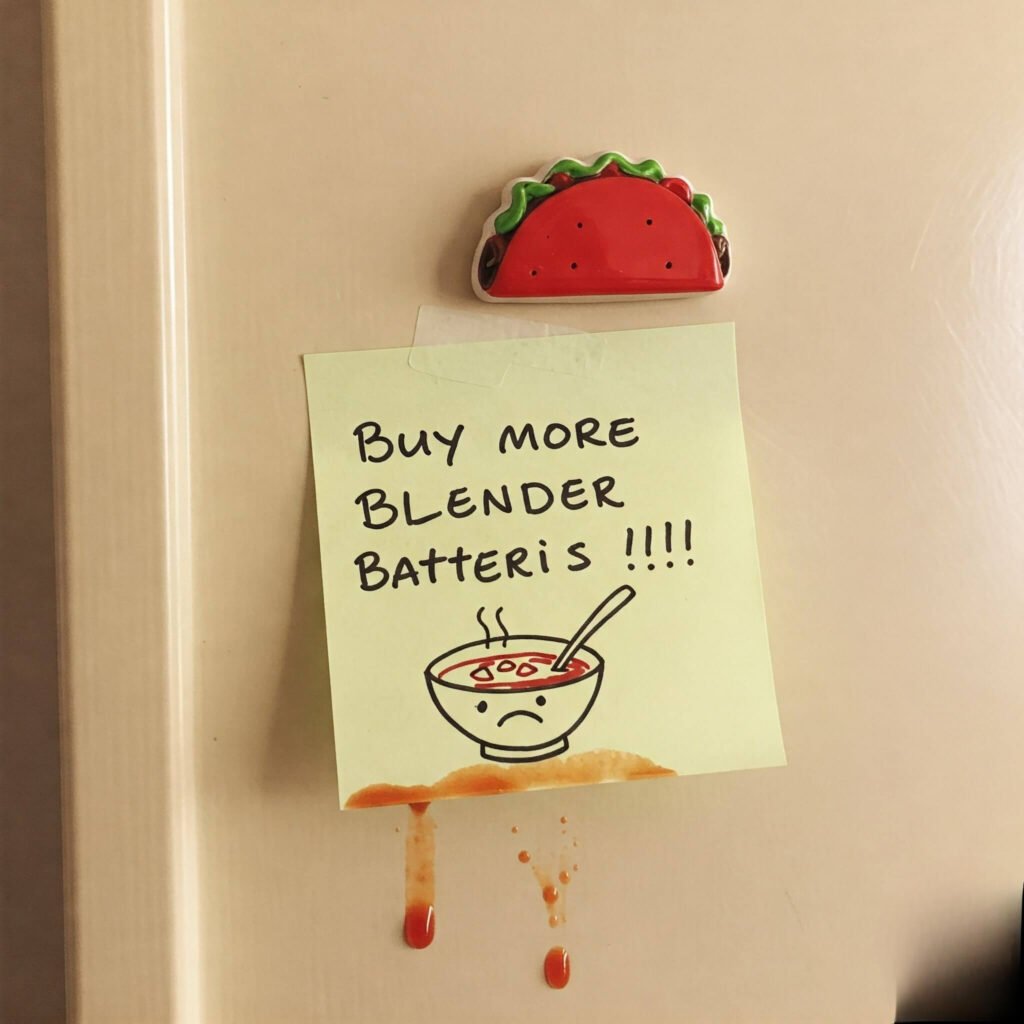 Buy Blender Batteries Note on Fridge