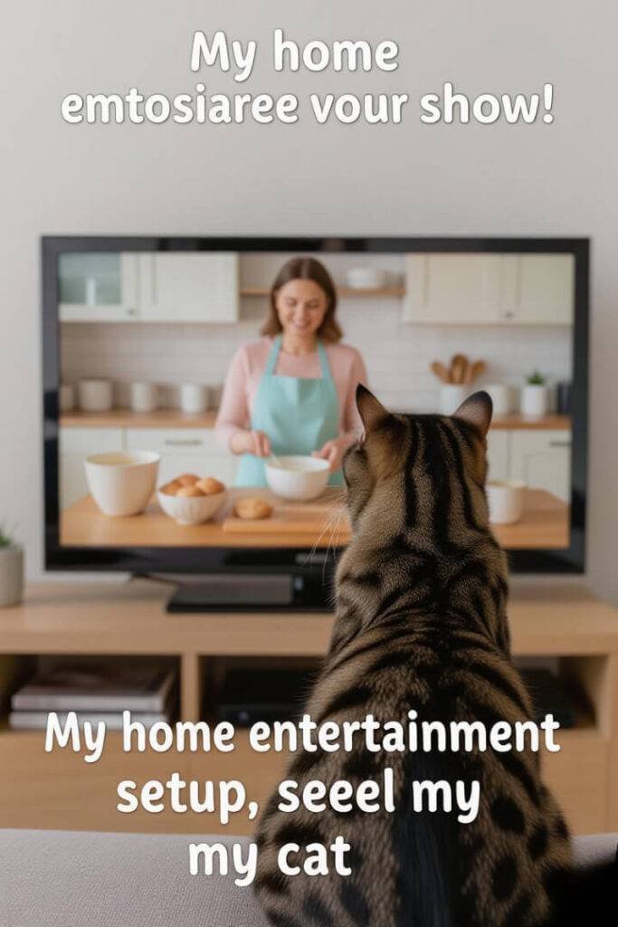 Blurry TV, baking show, cat butt blocking screen