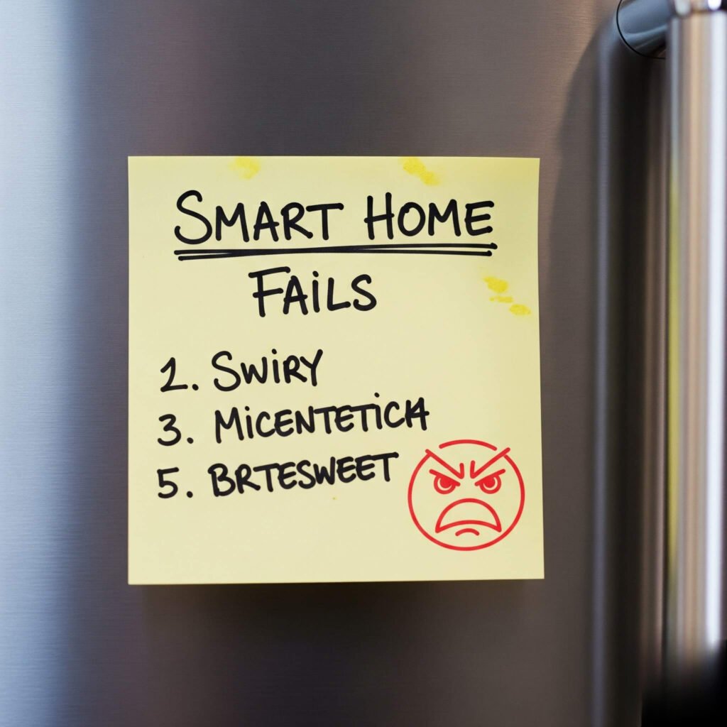 mart Home Fails" sticky note with angry doodle