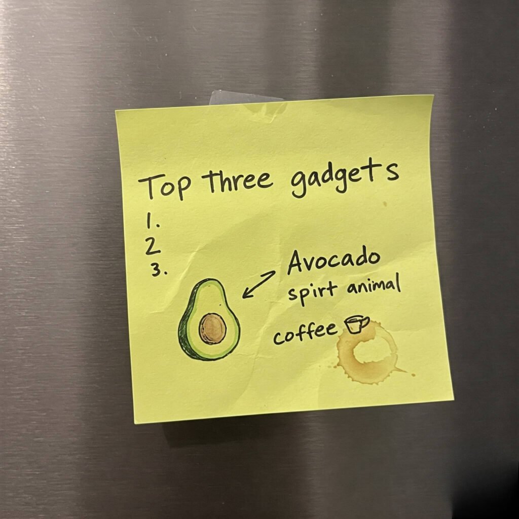 Gadget list avocado coffee doodle