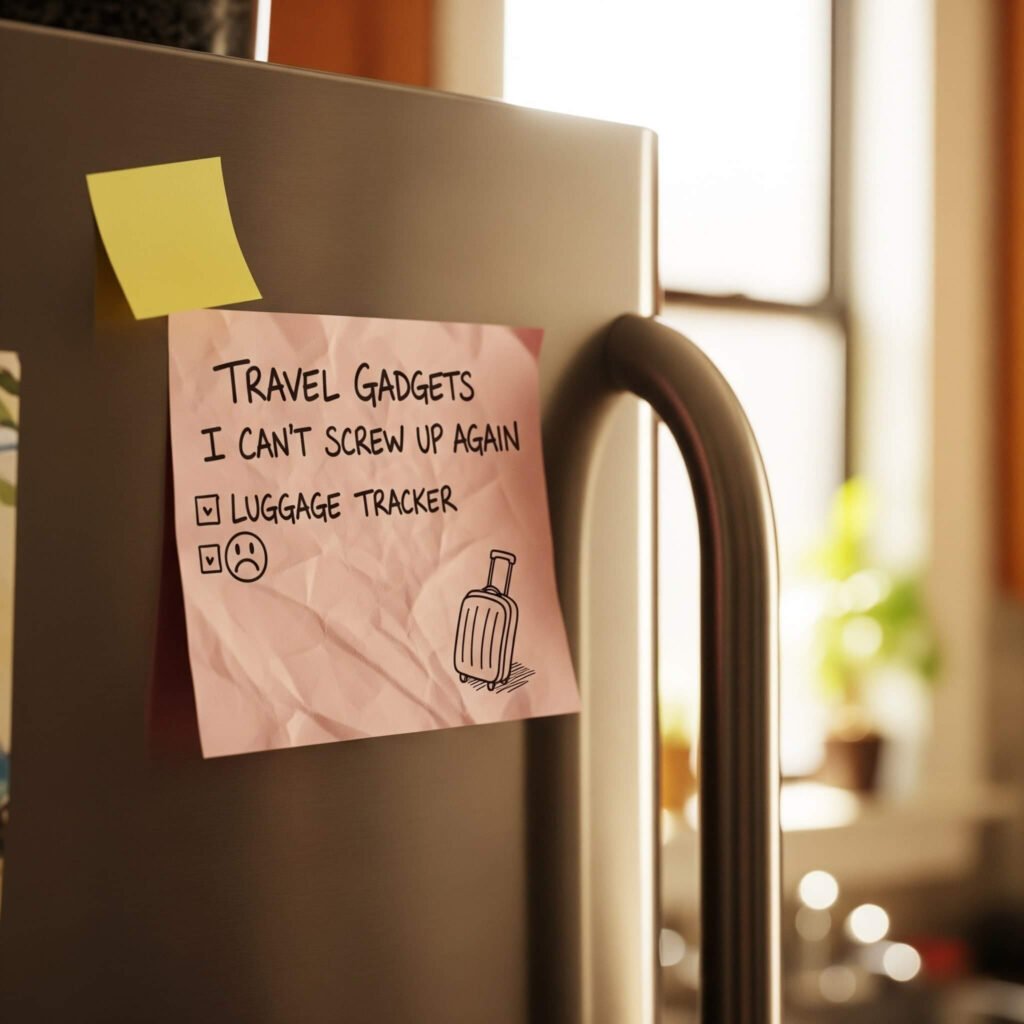 Hand-drawn sticky note with travel