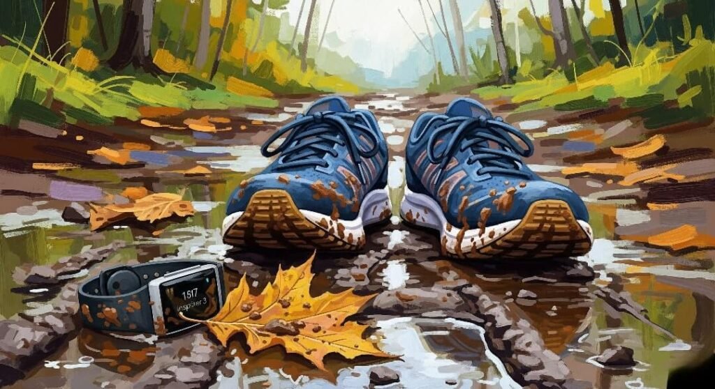 Running Shoes on a Muddy Trail