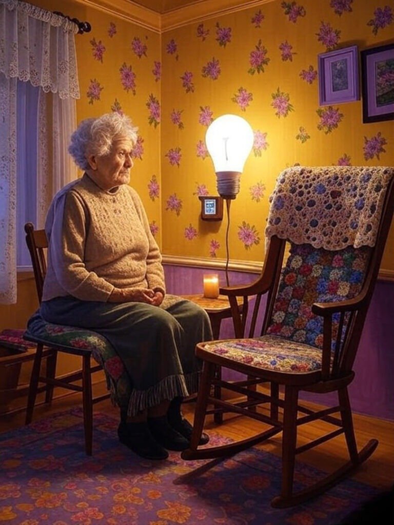 Grandma’s room, old switch, candle, bright smart bulb glows