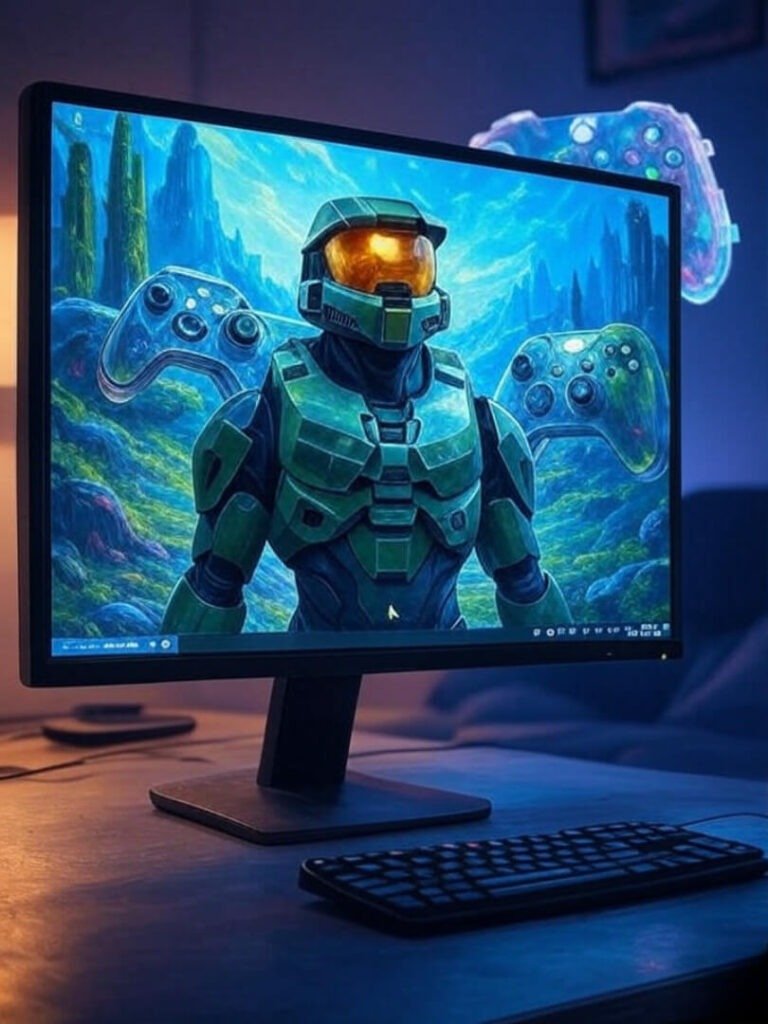 Impressionistic Halo Infinite, mouse shot, glitchy controller