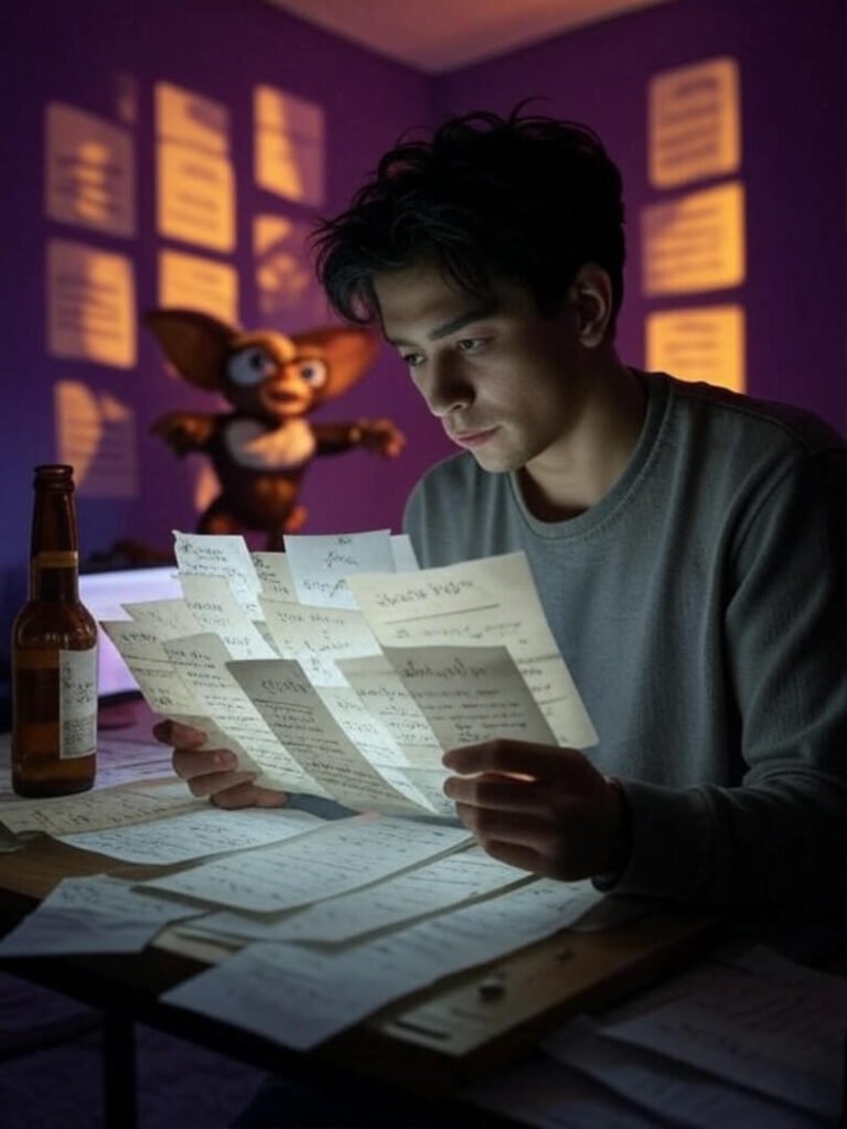 Late-night study with gremlins, beer, AI notes
