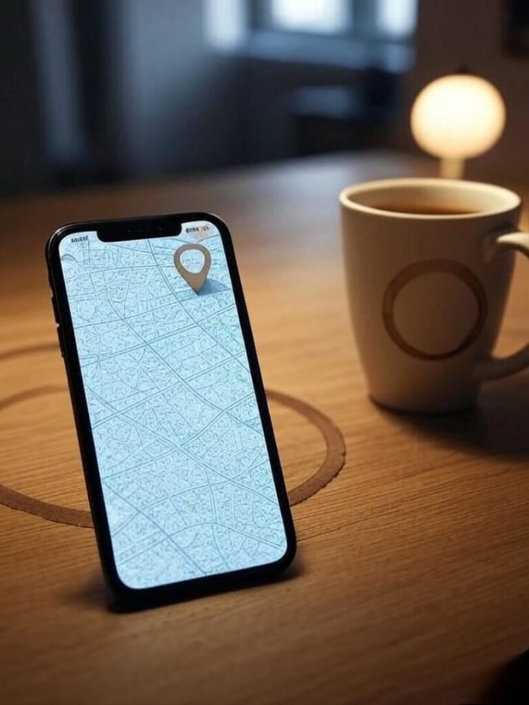 Glitchy tracker app with coffee stain humor