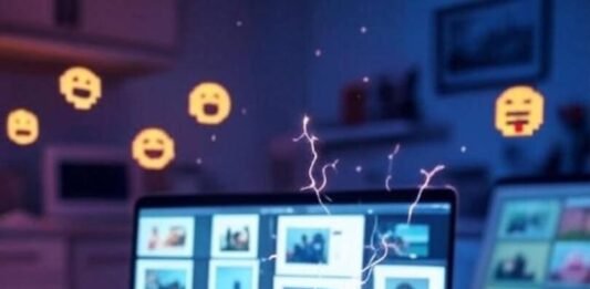 Free AI Tools for Preparing Presentations Messy desk, spilled coffee, AI slides, neon sparks