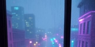 AI Is Taking Over: 7 Real-World Examples That Will Blow Your Mind in 2025 Rainy Seattle view, robot barista juggles, typewriter floats