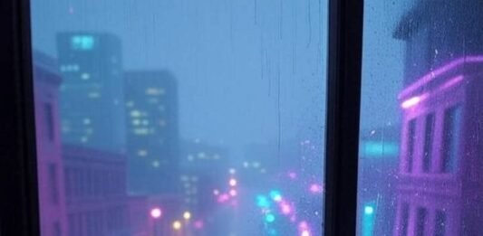 AI Is Taking Over: 7 Real-World Examples That Will Blow Your Mind in 2025 Rainy Seattle view, robot barista juggles, typewriter floats