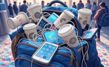 The Ultimate Guide to Smart Travel Gadgets That Save Time and Space Cluttered backpack chaos with gadgets at O'Hare