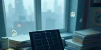 Compact & Clever: Best Travel Gadgets for Minimalist Travelers Messy Philly desk with travel gadgets and ghosts