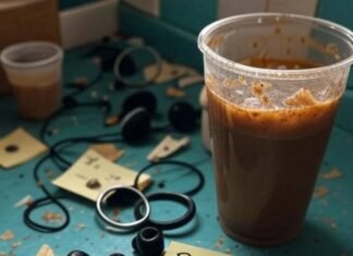 Latest Bose Wireless Earbuds: Is It Worth Buying? Messy kitchen counter with Bose earbuds, coffee spill