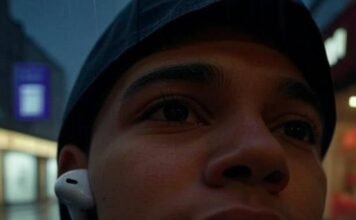 Latest Apple AirPods Review: Is It Worth Buying? Rainy urban chaos with AirPods 4, vintage vibe