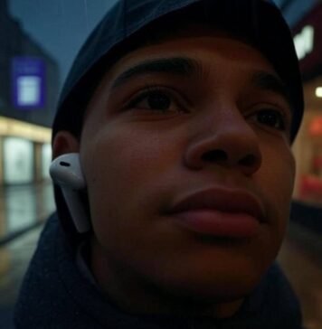 Latest Apple AirPods Review: Is It Worth Buying? Rainy urban chaos with AirPods 4, vintage vibe