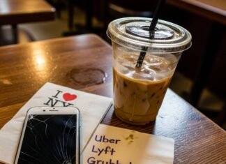 Best iPhone Apps for 2025 That Actually Saved My Sorry Butt Scribbled app names next to cracked iPhone and iced coffee