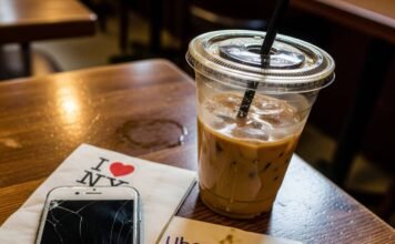 Best iPhone Apps for 2025 That Actually Saved My Sorry Butt Scribbled app names next to cracked iPhone and iced coffee