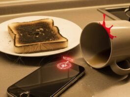 iPhone Battery Dead? How to Still Find It Kitchen chaos with dead iPhone and burnt toast