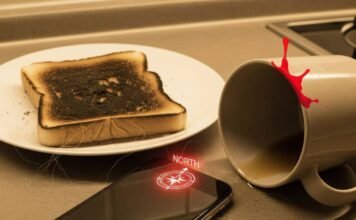 iPhone Battery Dead? How to Still Find It Kitchen chaos with dead iPhone and burnt toast