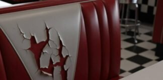 Best Apps for Mental Health and Wellness: Your Path to Calm in 2025 Diner booth, cracked seat, phone with mindfulness app, self-help book