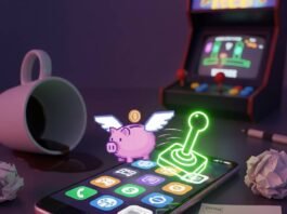 From Gaming to Finance: The Most Popular Apps Trending This Year Gaming and finance apps glow on a messy desk