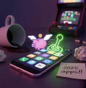 From Gaming to Finance: The Most Popular Apps Trending This Year Gaming and finance apps glow on a messy desk