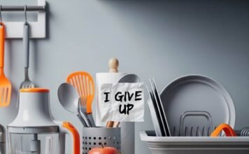 Best Kitchen Gadgets for Small Spaces/Apartments Chaotic Countertop: Funny Kitchen Mess with Apple & Dish Rack