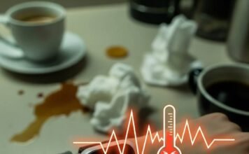 Wearable Thermometers Comparison Sick Day Vibe: Feverish Thermometer and Messy Kitchen Counter