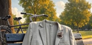 My Hot Mess Take on Smart Casual Clothing Crumpled blazer, scuffed loafers, coffee pin, wonky bike