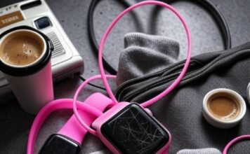 Smart vs Stylish: Which Wearables Are Worth Your Money? Scratched smartwatch, neon tracker, socks, Walkman, coffee-stained bag