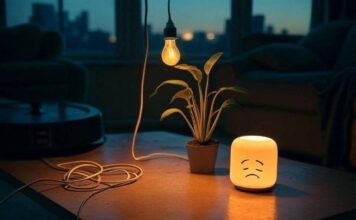 Smart Home Devices That Kinda Keep My Life Together Messy Philly coffee table with glowing smart gadgets