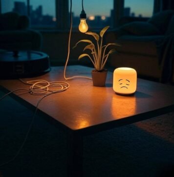 Smart Home Devices That Kinda Keep My Life Together Messy Philly coffee table with glowing smart gadgets