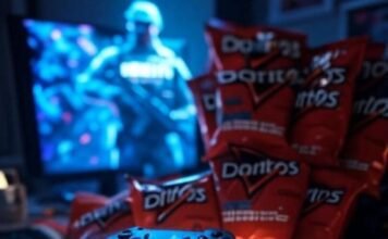 Top 10 Addictive Games Everyone’s Playing in 2025 – Are You Missing Out? Chaotic desk, glowing controller, Doritos, "STOP PLAYING" note