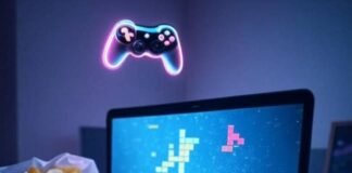 The Ultimate Guide to Free Online Games That Don’t Need Downloading Neon gaming desk, chips spill, controller floats