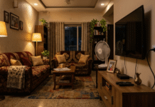 Smart Home Gadgets That Actually Cut Bills in 2026 Cozy Indian living room at night with a smart plug.