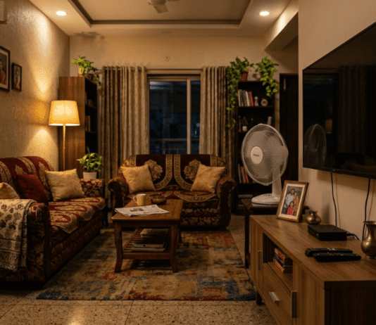 Smart Home Gadgets That Actually Cut Bills in 2026 Cozy Indian living room at night with a smart plug.